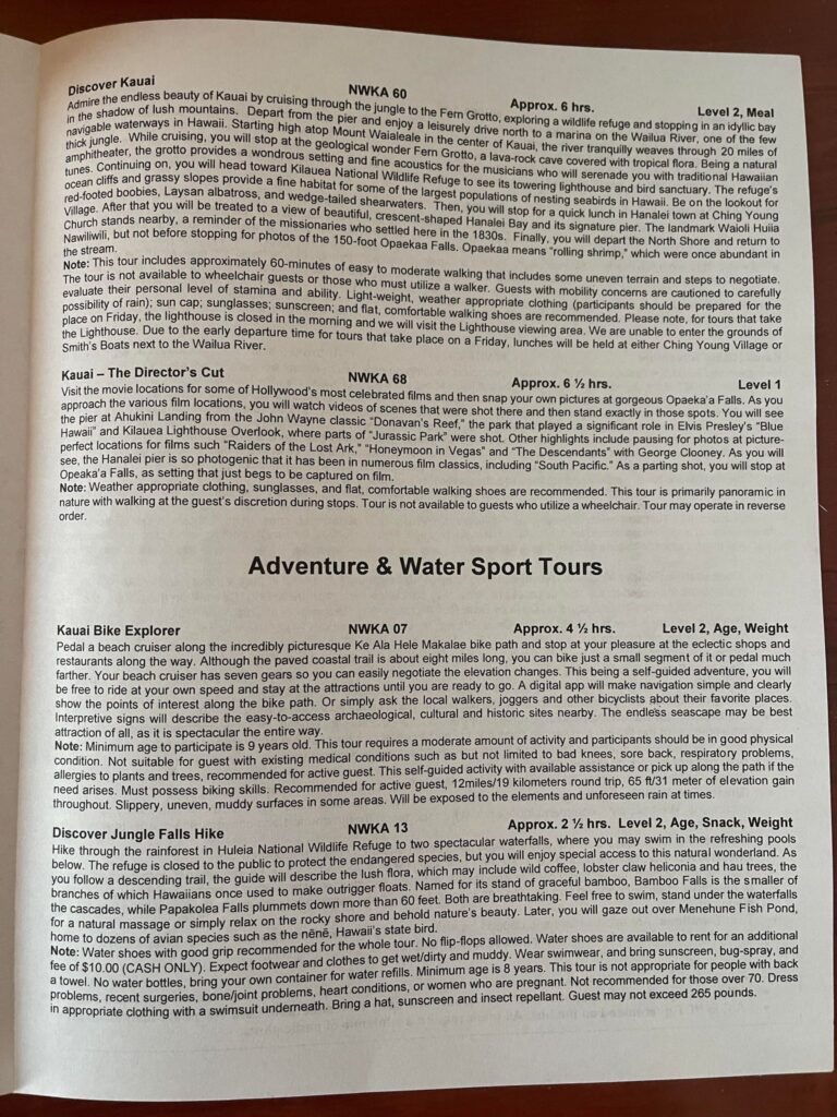 Kauai NCL Excursions Descriptions three